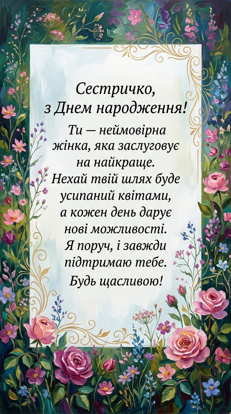 Красиві привітання з Днем народження сестрі своїми словами - картинка