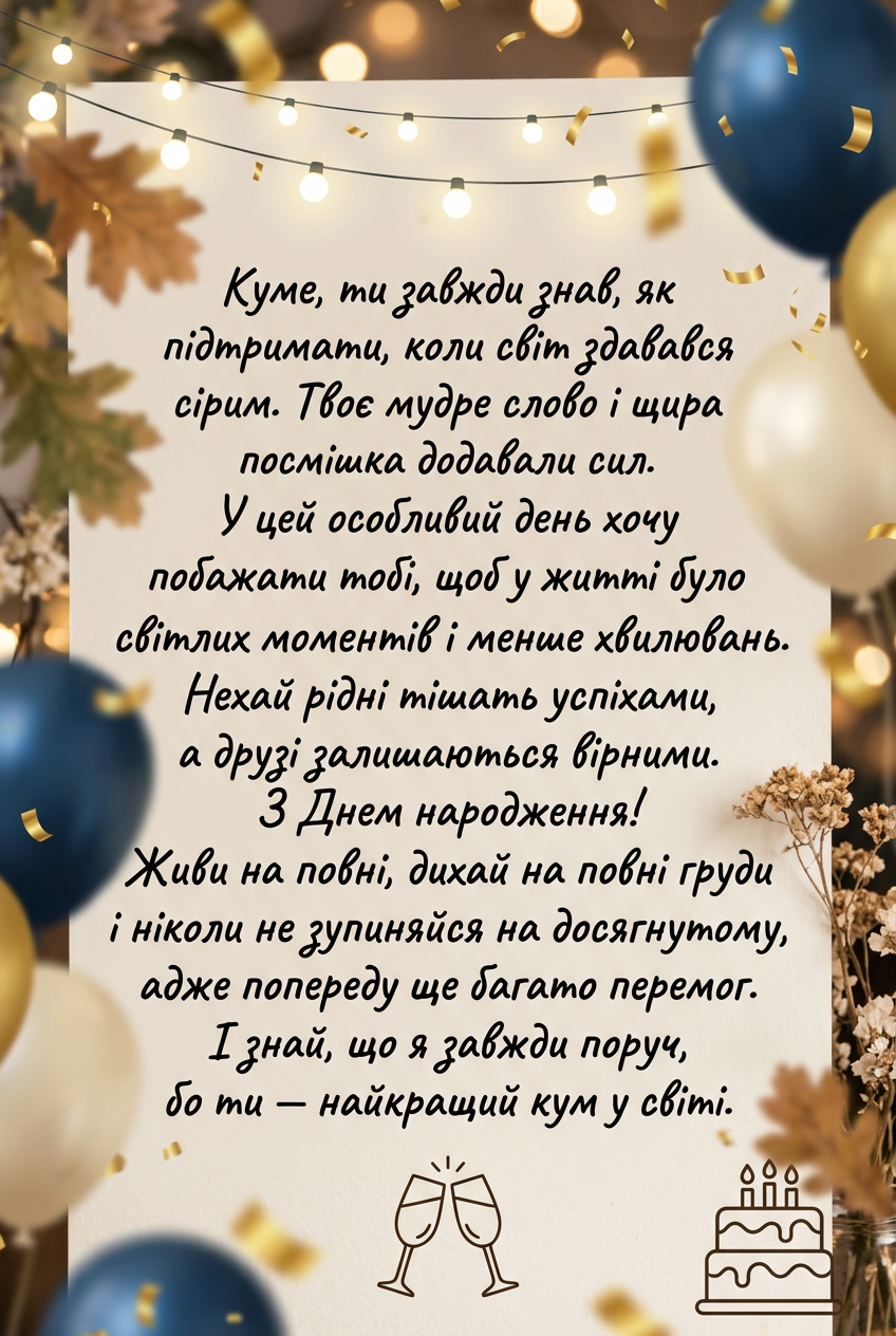 красиві та щирі привітання з днем народження куму