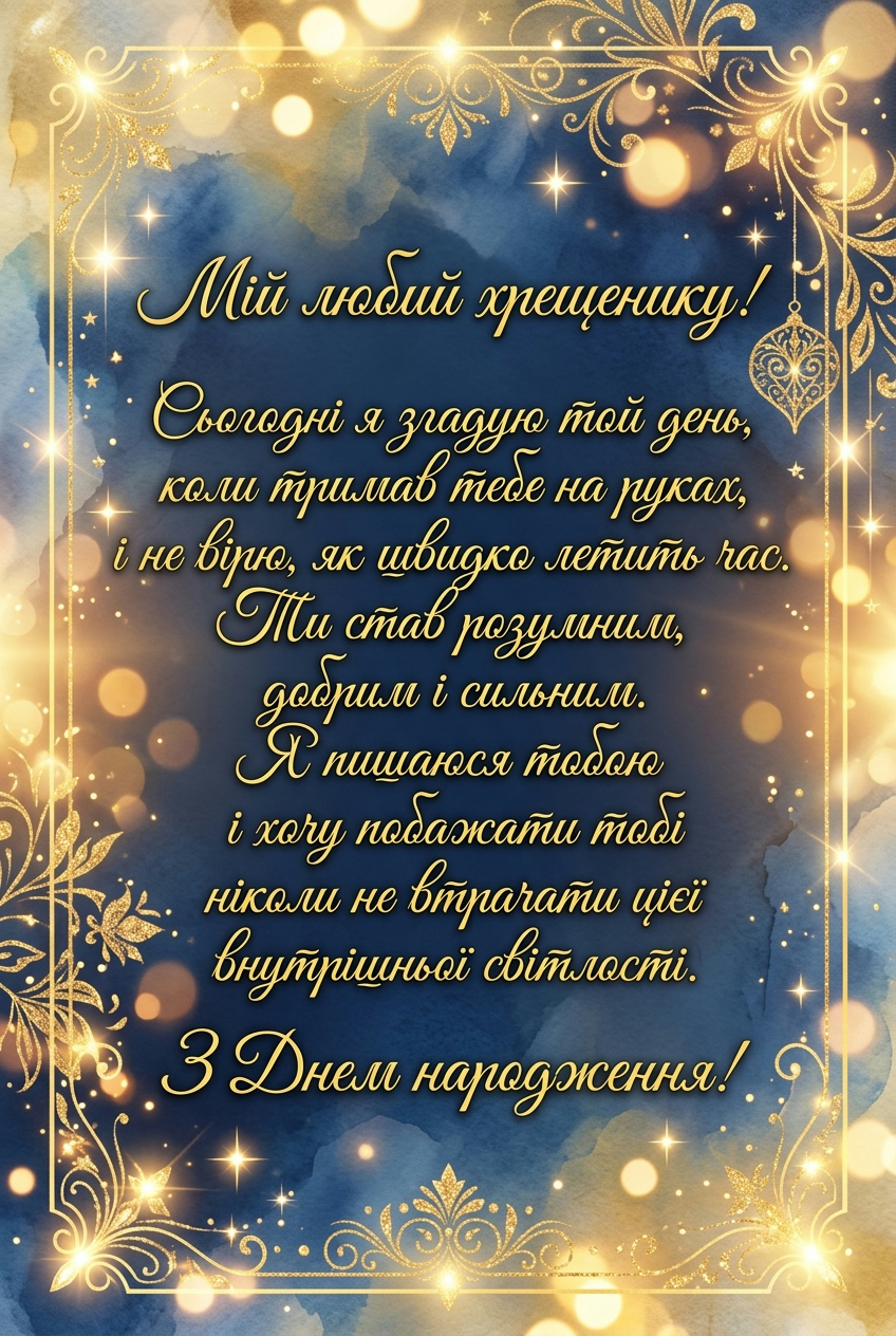 щирі привітання хрещенику своїми словами