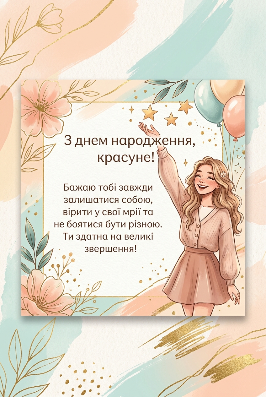 щирі привітання своїми словами для дівчинки-підлітка