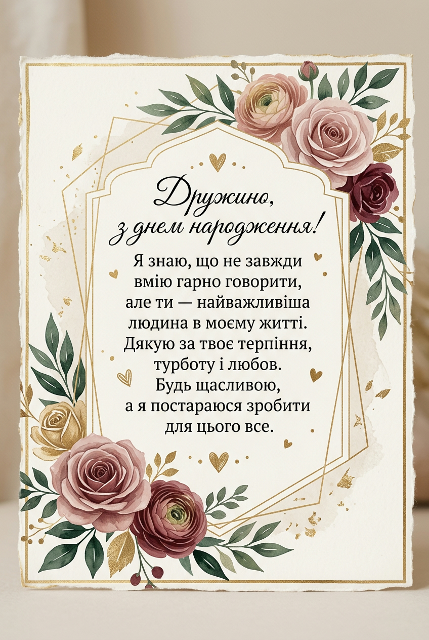 щирі привітання з днем народження дружині своїми словами