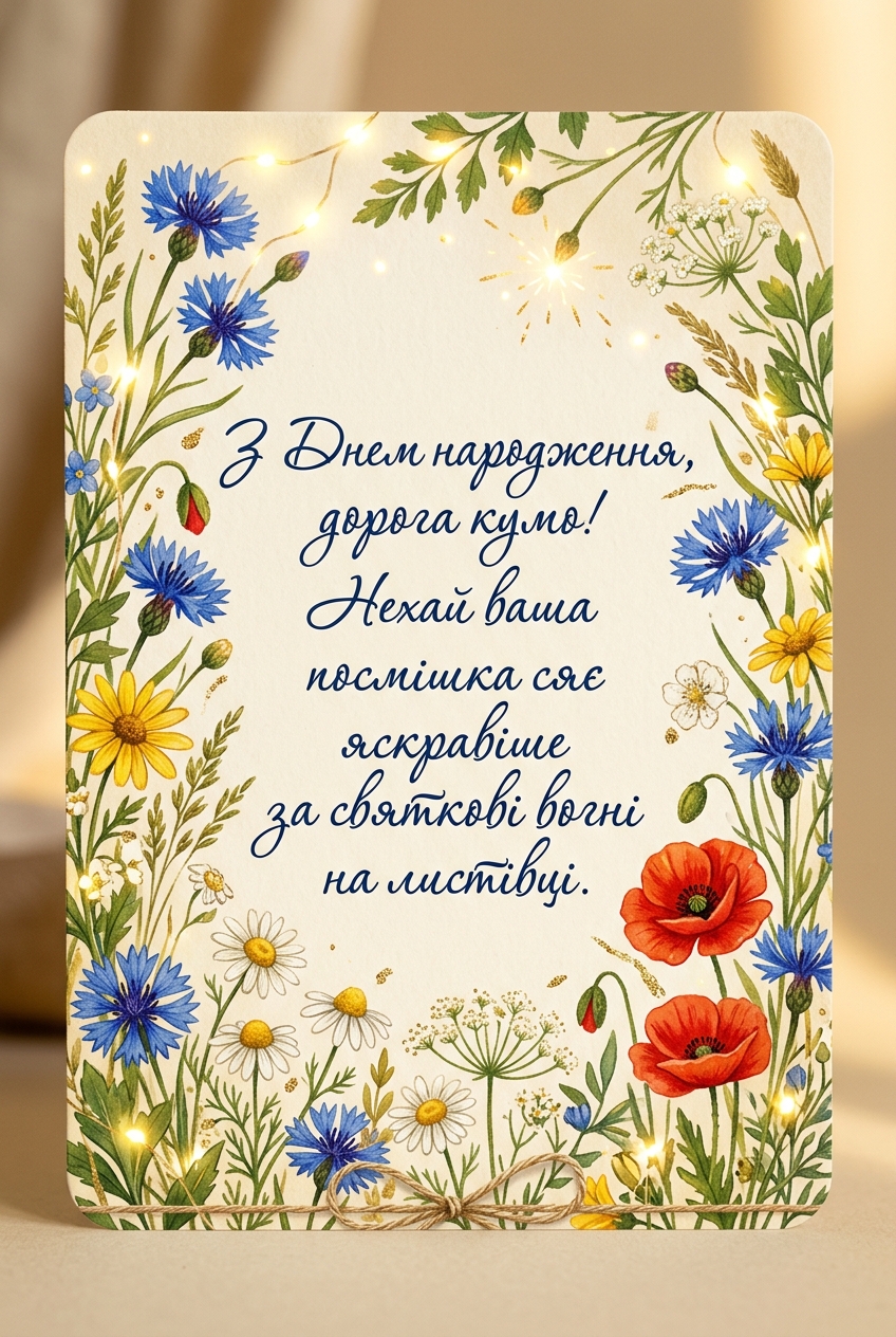 вітальні картинки для куми з текстом