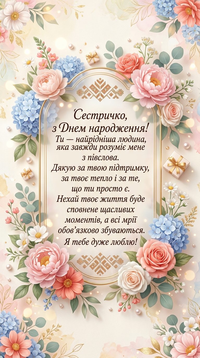 Зворушливі привітання з Днем народження сестрі до сліз - картинка