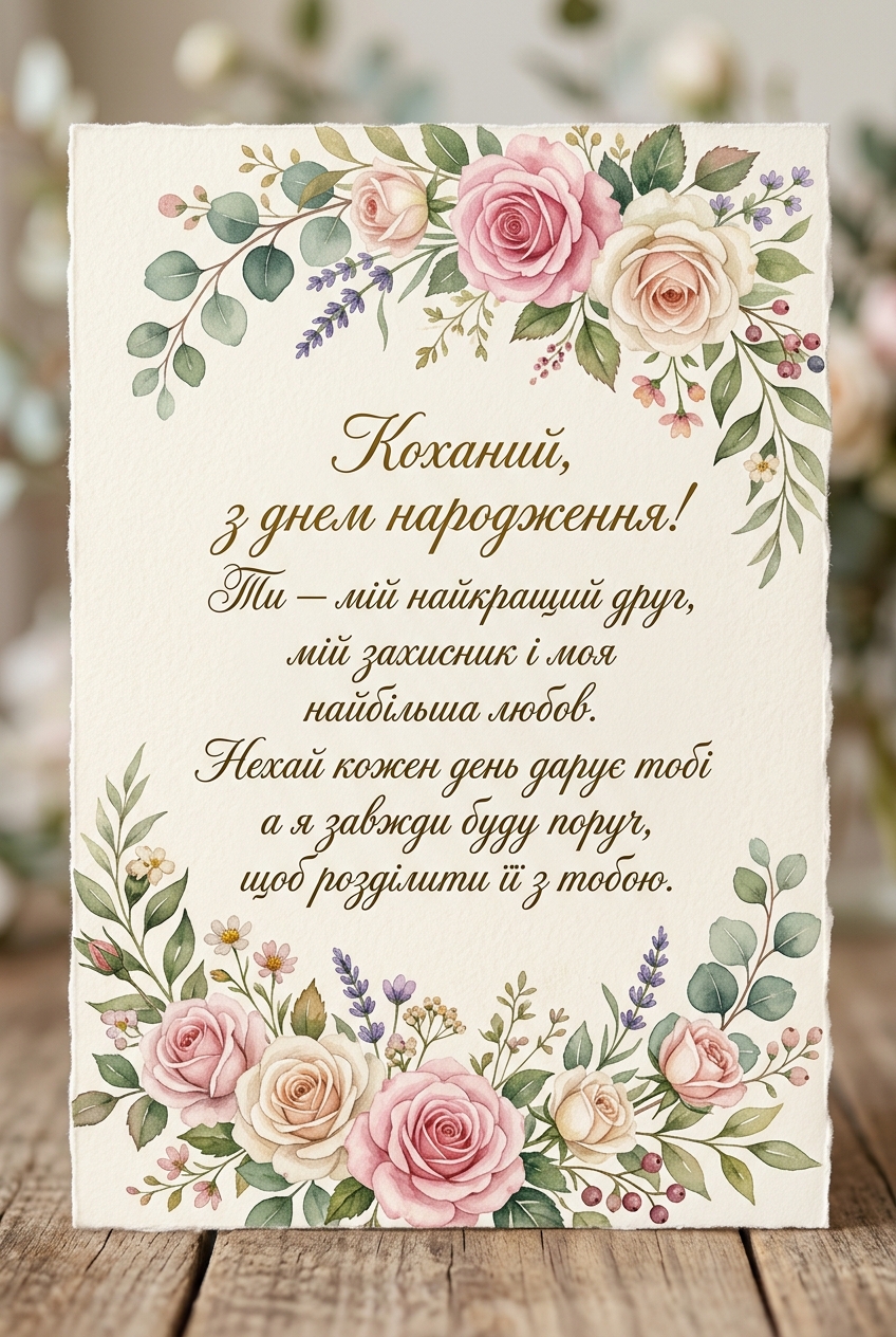 ніжні та романтичні привітання коханому з днем народження