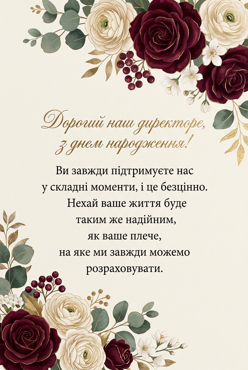 щирі привітання директору своїми словами