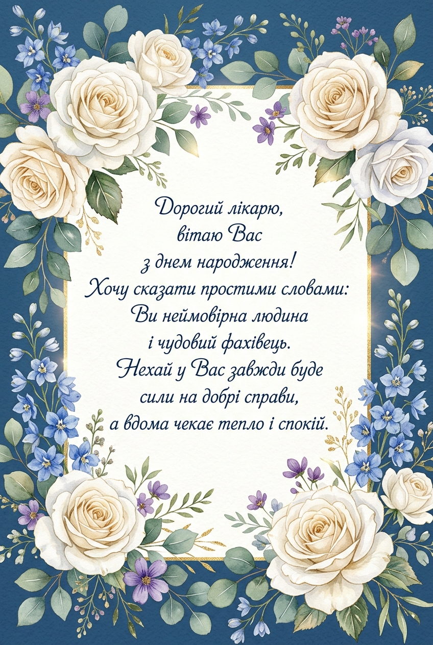 щирі привітання своїми словами для лікаря