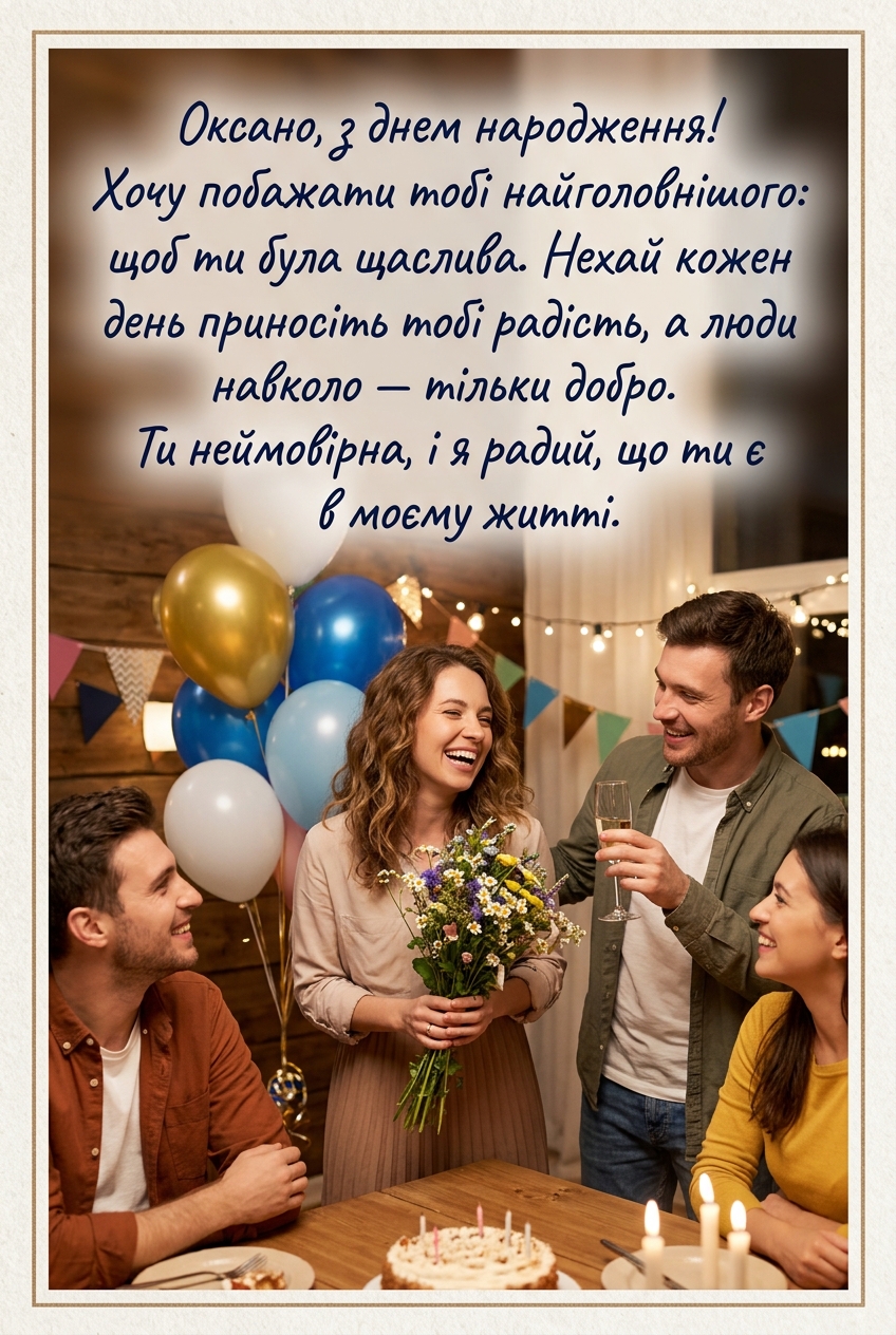 щирі привітання своїми словами для оксани