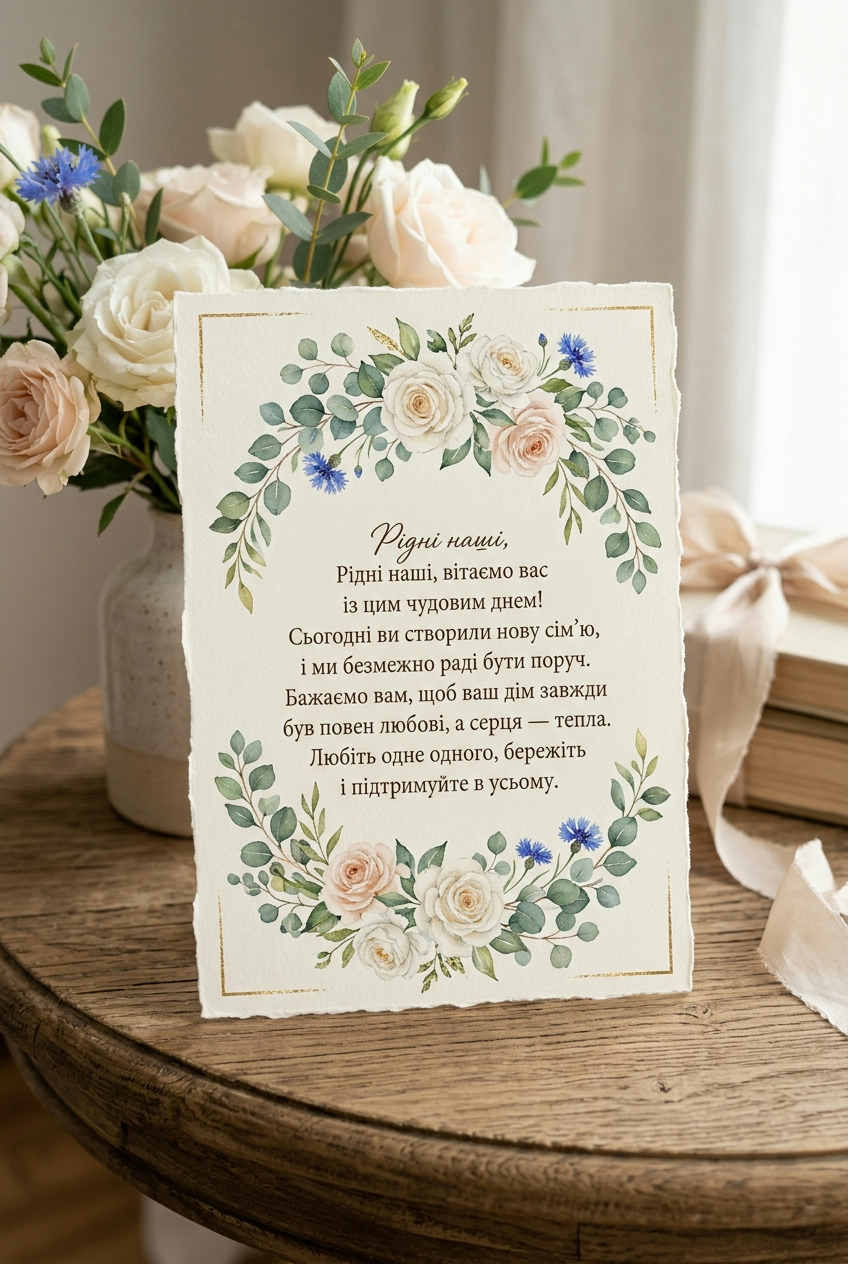 щирі привітання з одруженням своїми словами