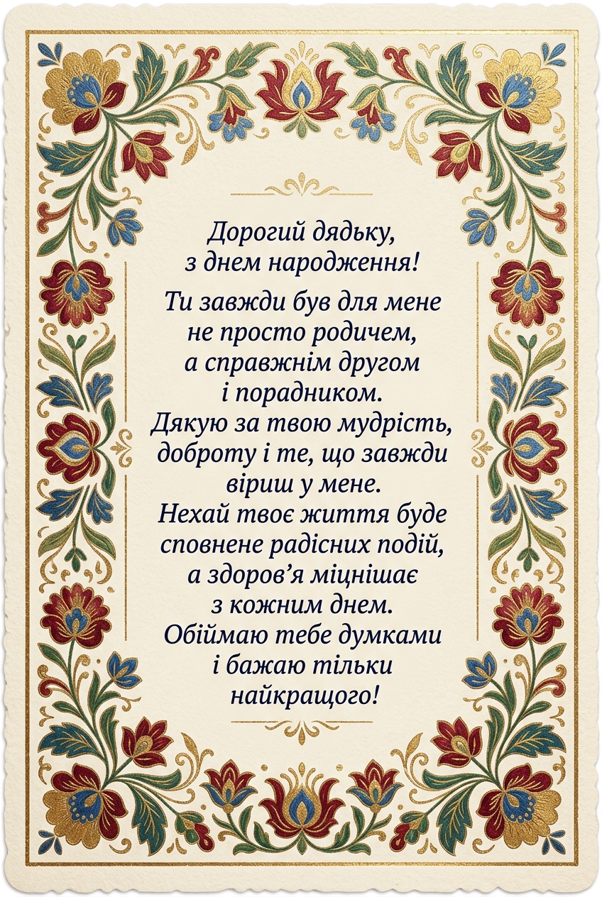 теплі та душевні привітання для дядька